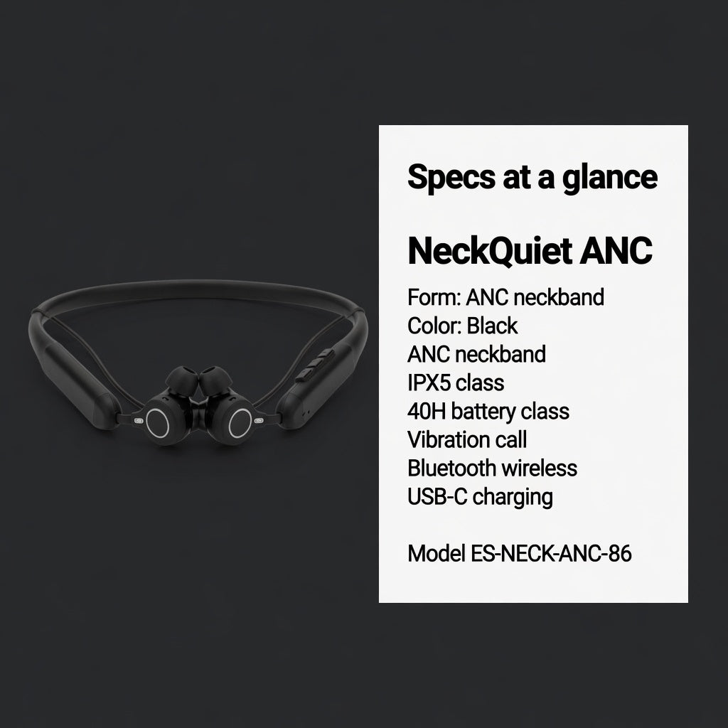 EARSOLE NeckQuiet ANC Neckband Earbuds 06-spec