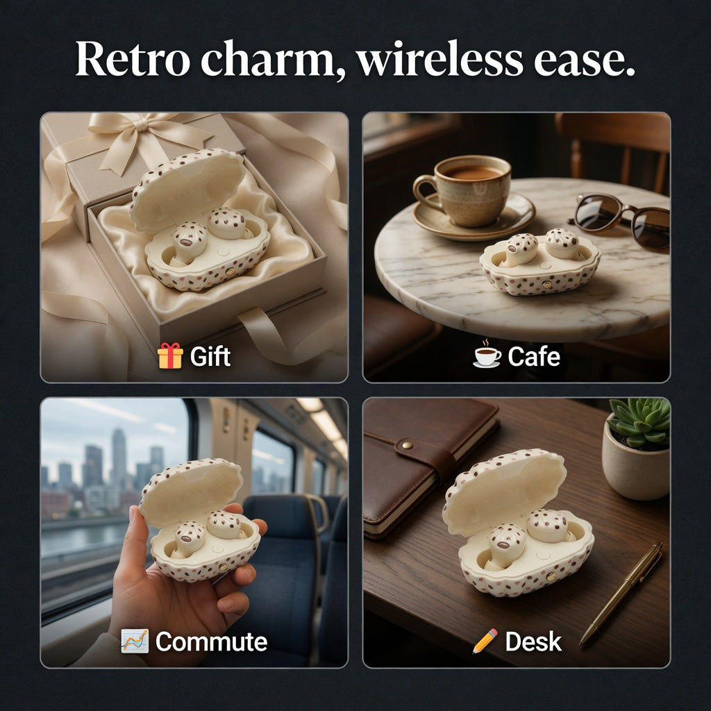 EARSOLE RetroDot Vintage Shell Wireless Earbuds 06-spec