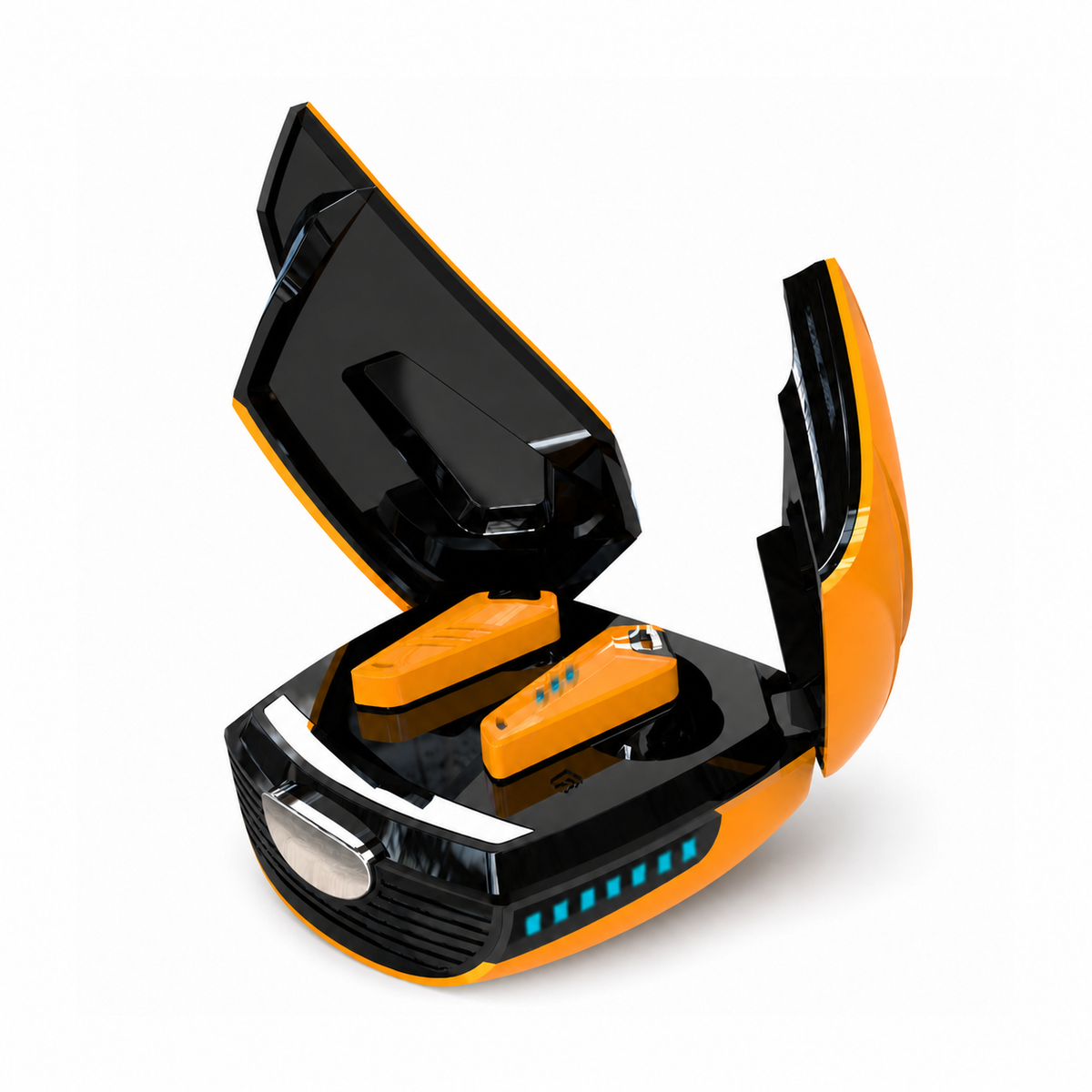 EARSOLE Beetle mechanical wireless gaming earbuds in Yellow on white background