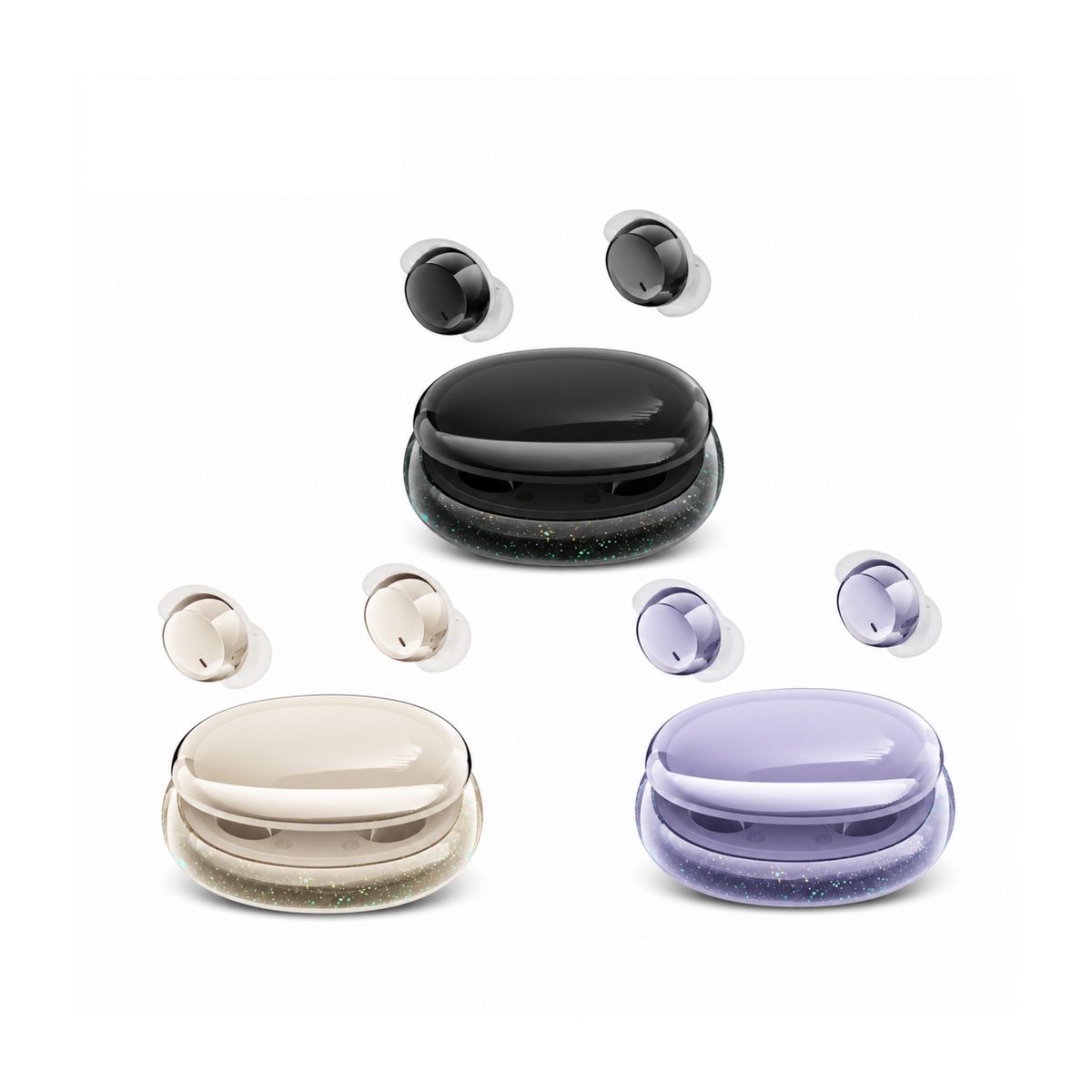 EARSOLE sleeping earbuds in Starry Black Milk Tea White and Aurora Purple