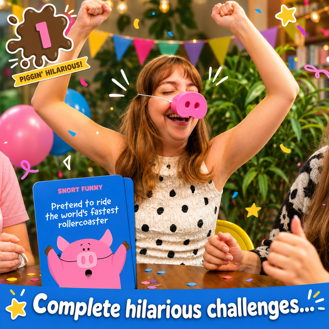 Wearable pig nose snout from the Snort Funny pig nose game