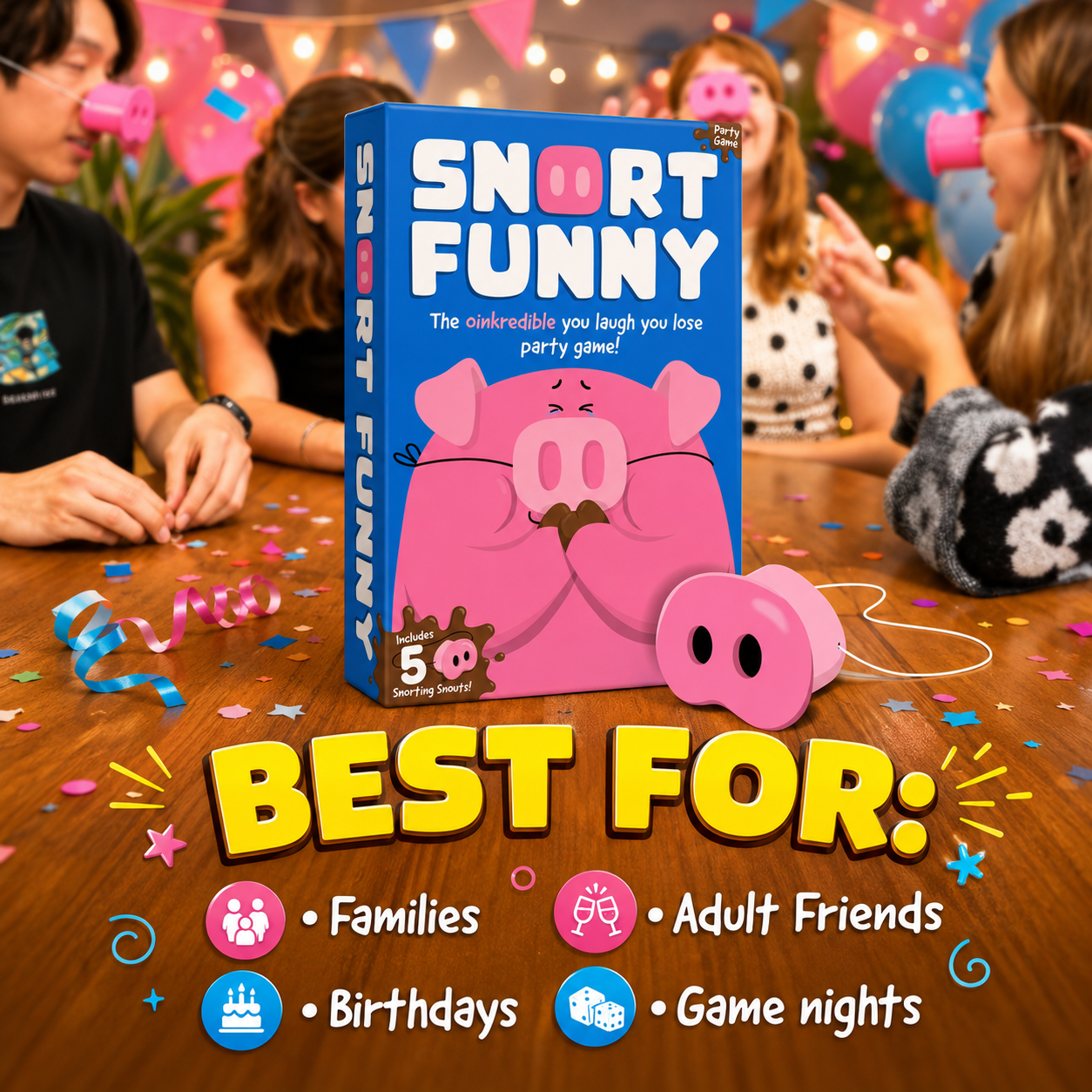 Pig nose game challenge cards used as a classroom reward game for ages 8+