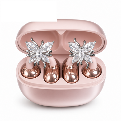 EARSOLE butterfly open-ear clip-on wireless earbuds in rose pink