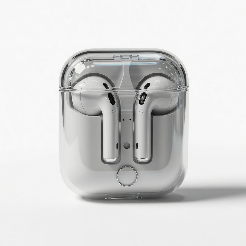 ES-FASH-CLEAR-41 00-white | EARSOLE CrystalCase Transparent Wireless Earbuds