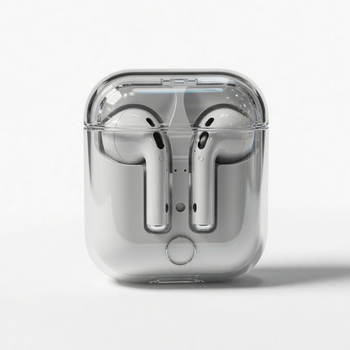 ES-FASH-CLEAR-41 00-white | EARSOLE CrystalCase Transparent Wireless Earbuds