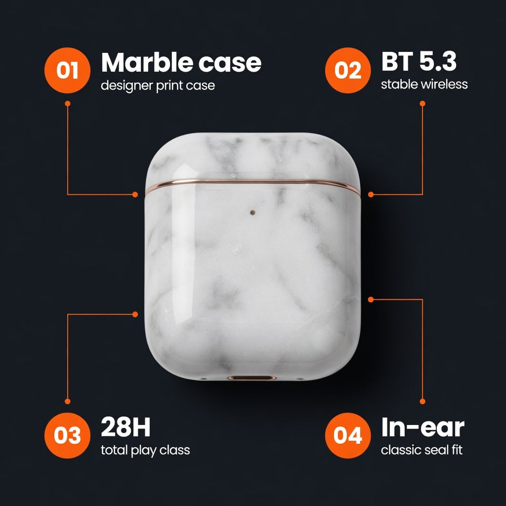 EARSOLE MarbleSkin Designer Case Earbuds 03-detail
