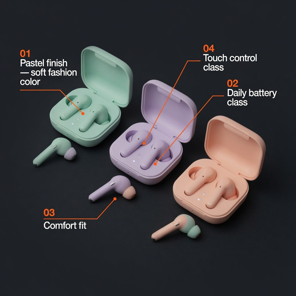 EARSOLE PastelTrio Color Wireless Earbuds Set 03-detail