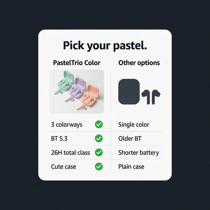 EARSOLE PastelTrio Color Wireless Earbuds Set 04-comparison