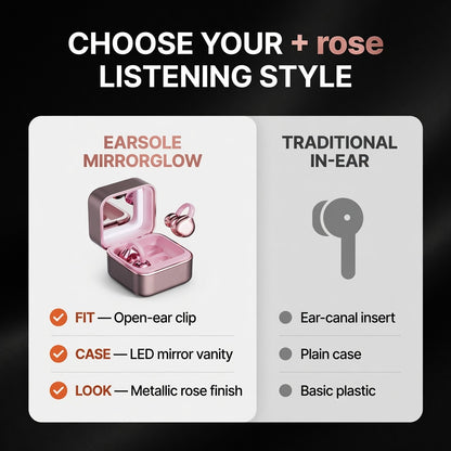 EARSOLE MirrorGlow Open-Ear Clip Earbuds with LED Makeup Mirror Case — 04-comparison