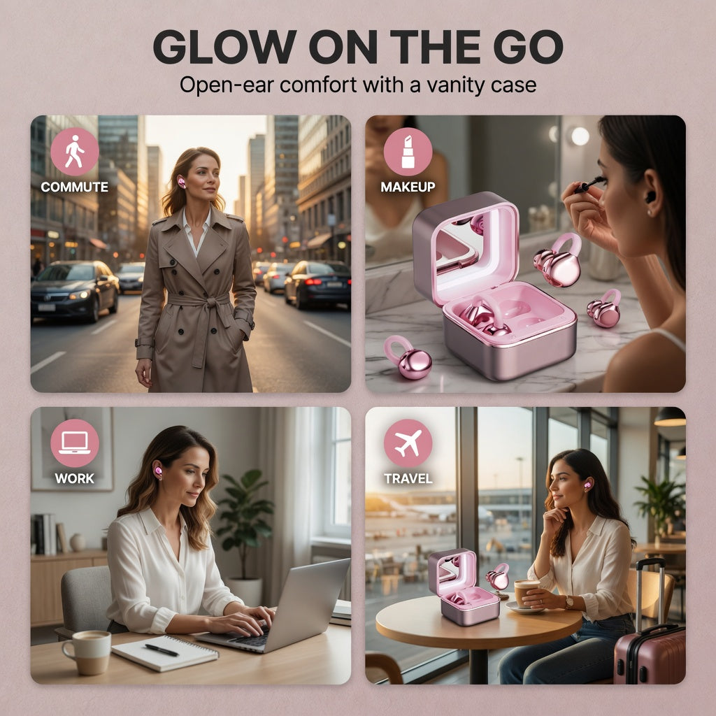 EARSOLE MirrorGlow Open-Ear Clip Earbuds with LED Makeup Mirror Case — 05-lifestyle