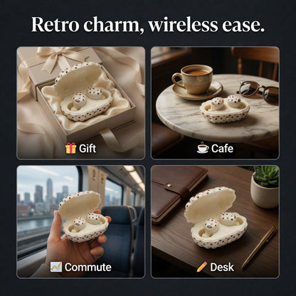 EARSOLE RetroDot Vintage Shell Wireless Earbuds 06-spec
