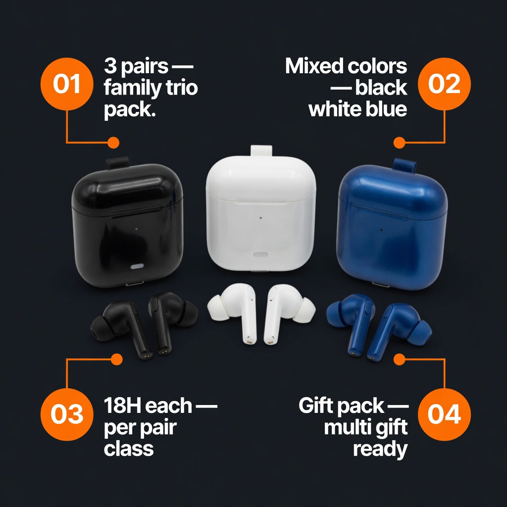 EARSOLE FamilyTrio 3-Pack Wireless Earbuds 04-comparison
