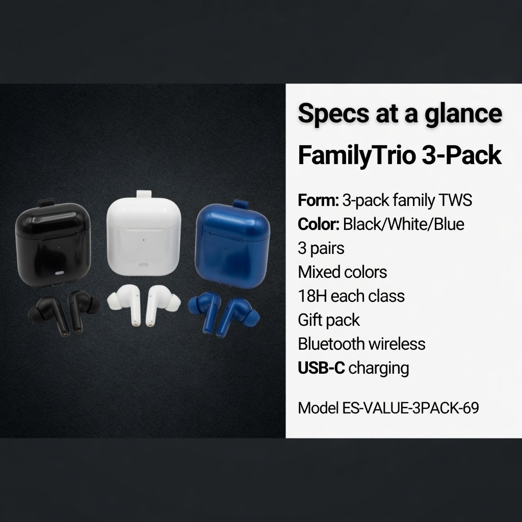 EARSOLE FamilyTrio 3-Pack Wireless Earbuds 05-lifestyle