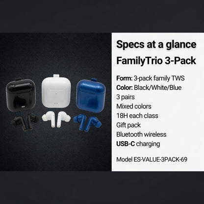 EARSOLE FamilyTrio 3-Pack Wireless Earbuds 05-lifestyle