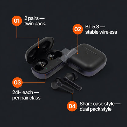 EARSOLE FamilyTrio 3-Pack Wireless Earbuds 06-spec