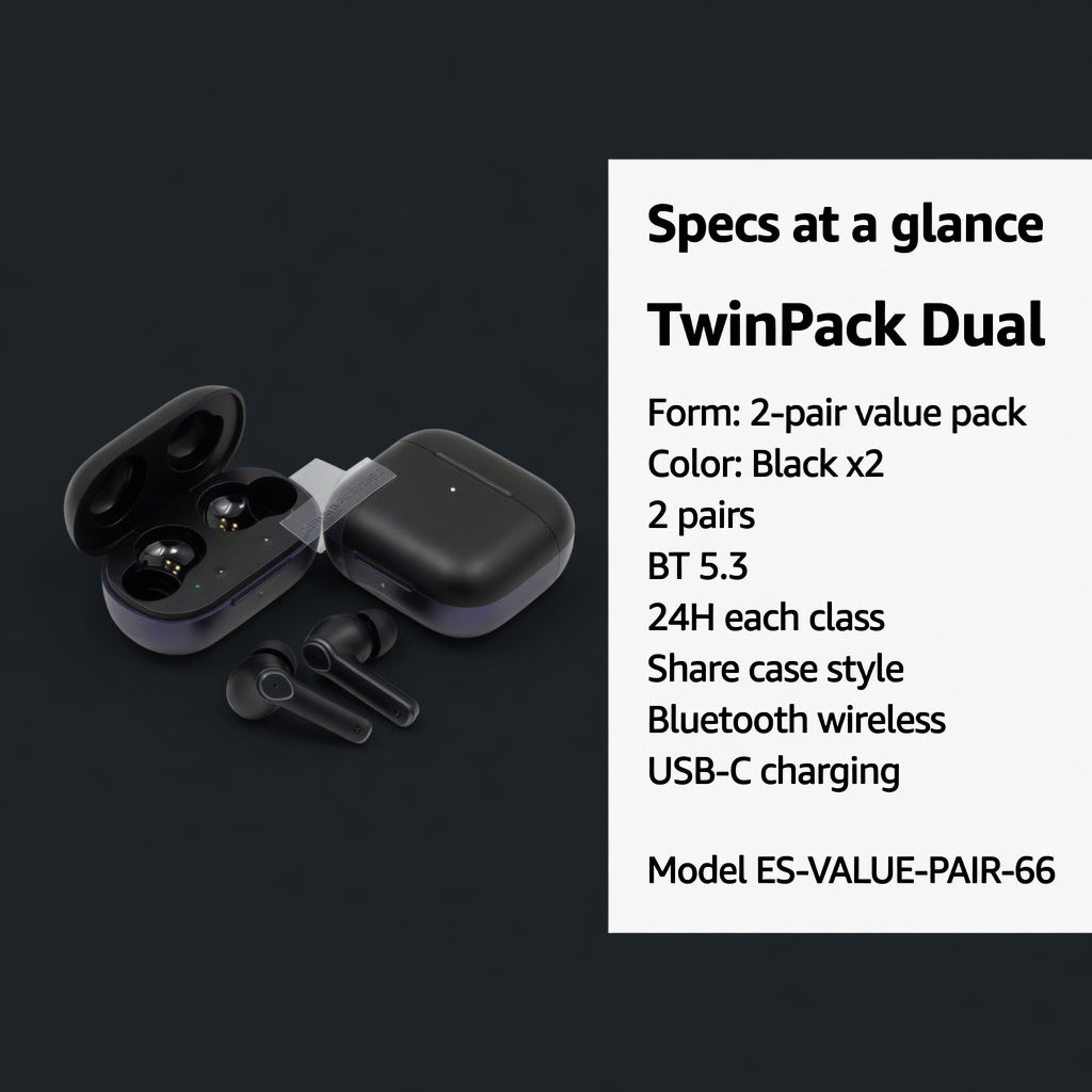 EARSOLE TwinPack Dual Pair Wireless Earbuds 06-spec