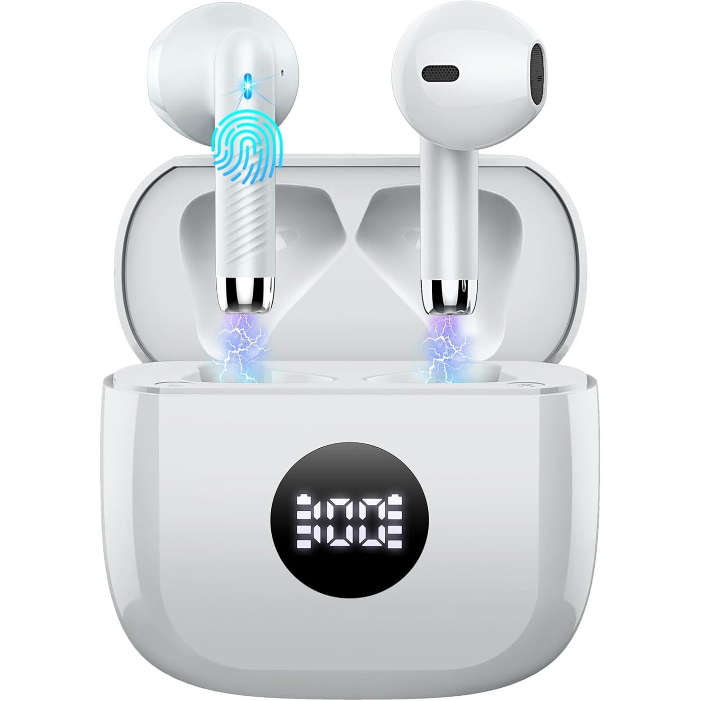 EARSOLE LED Display Wireless Earbuds Series 138 pure white background main product photo