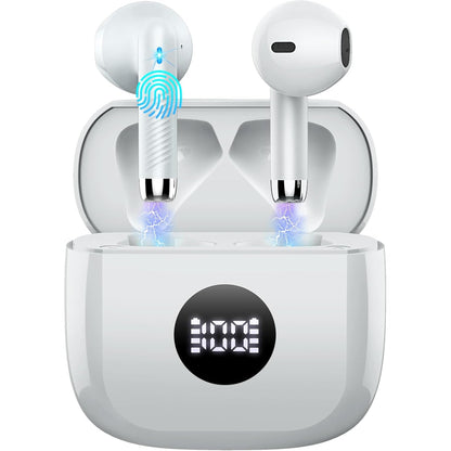EARSOLE LED Display Wireless Earbuds Series 138 pure white background main product photo