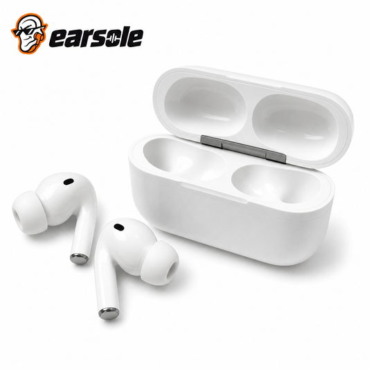 EARSOLE white in-ear wireless earbuds with charging case