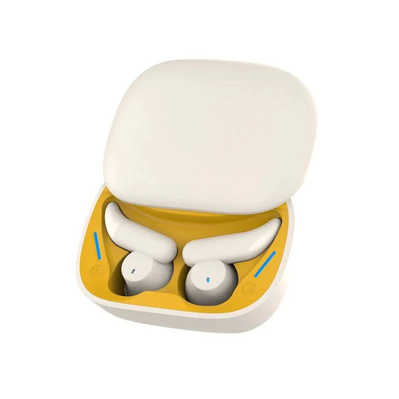 White Ear Hook Earbuds, Yellow Tray