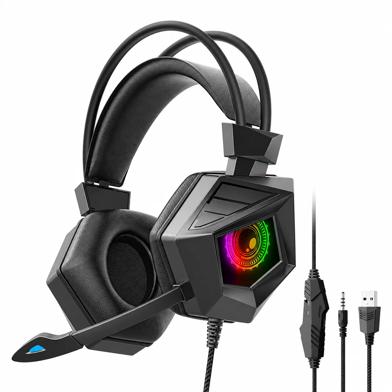 G15 USB and 3.5 mm Wired Gaming Headset - Black, RGB Version