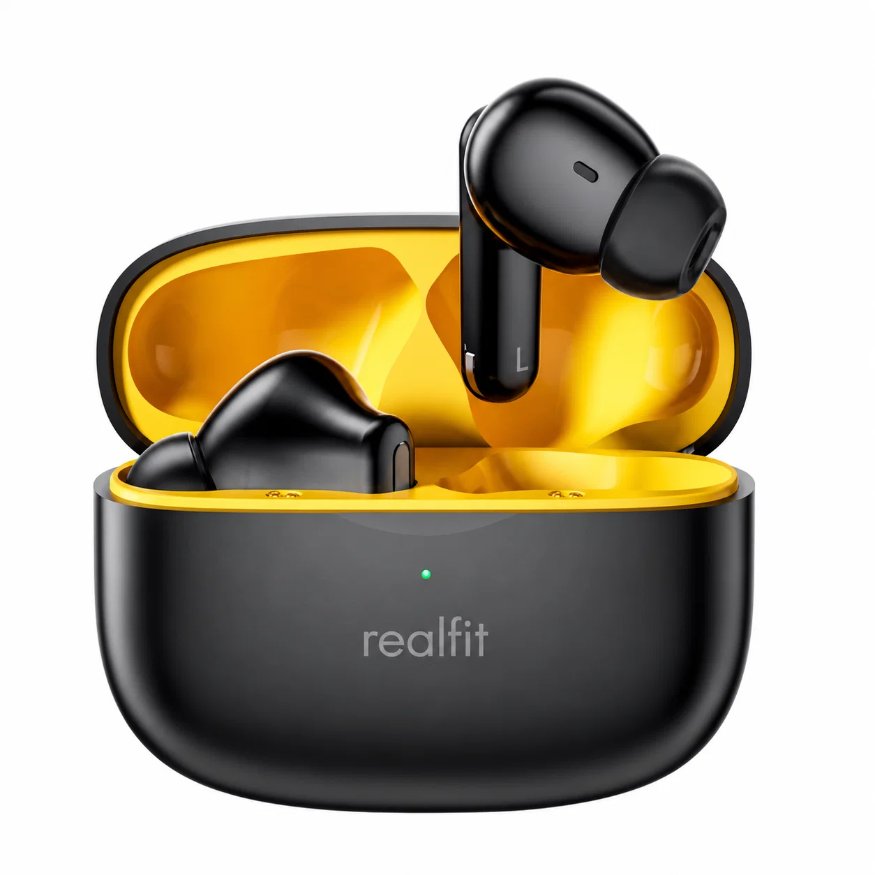 Black and Yellow Wireless Earbuds with Case