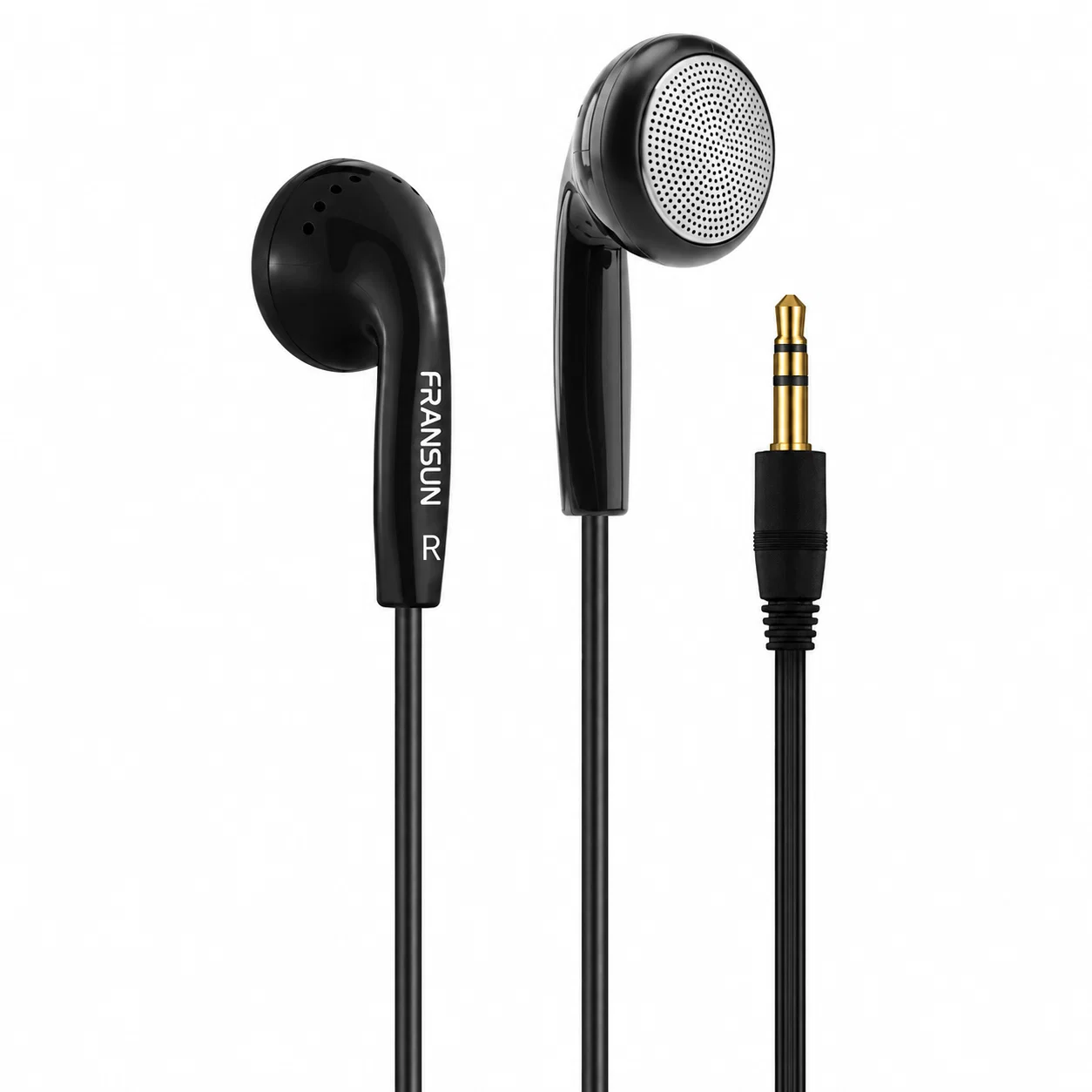 FRANSUN E10 Flat Wired Earbuds without Microphone - Black, 3.5 mm