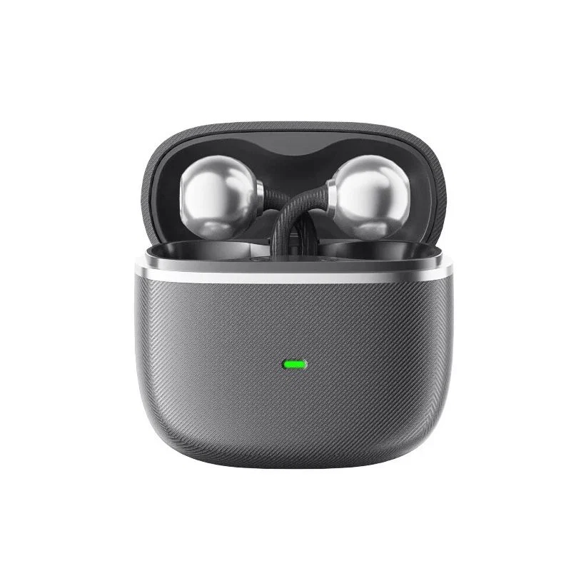 Clip-On Earbuds with Silver-Colored Ends and Ribbed Dark Bridges