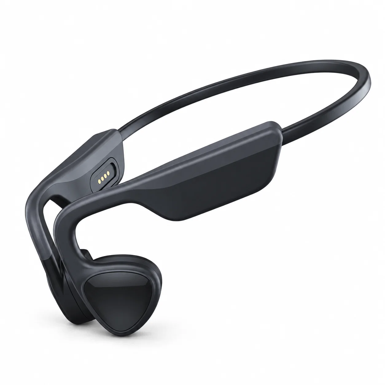 Charcoal-Gray Rear Band Headphones with Triangular Front Pieces