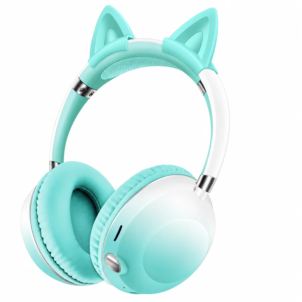 Mint and White Cat Ear Headphones