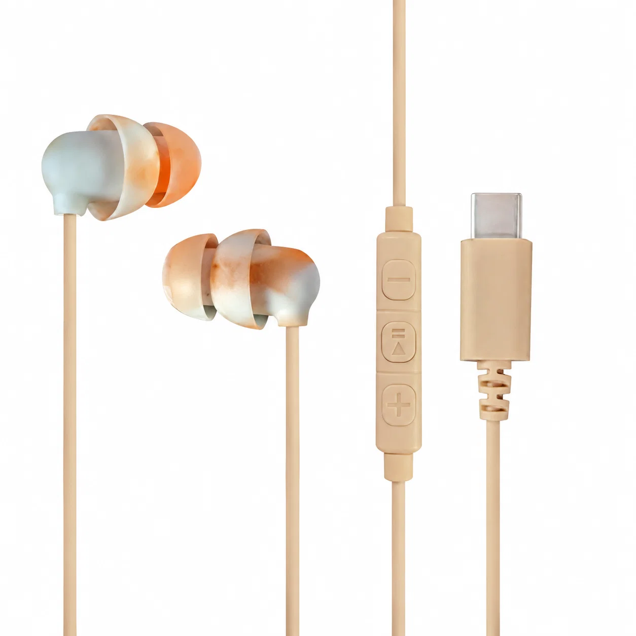 Cream Orange Wired Earbuds