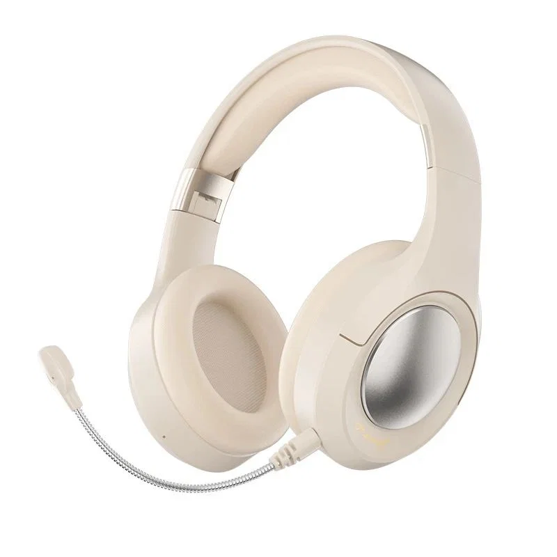 Cremefarbene kabellose Over-Ear-Kopfhörer, 瞄音