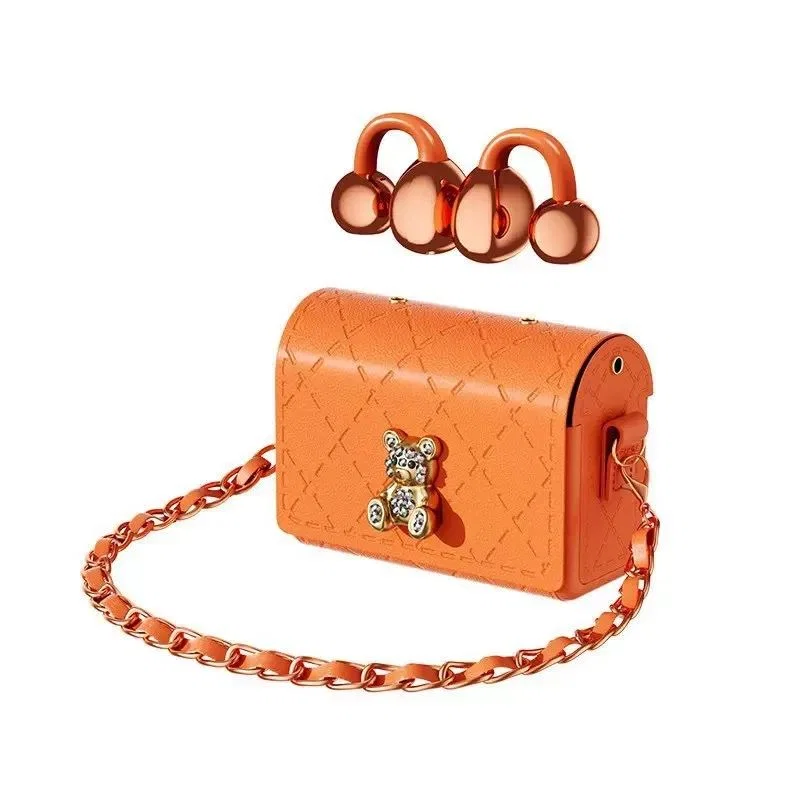 Clip-On Earbuds with Glossy Orange Bridges and Copper-Orange Ends