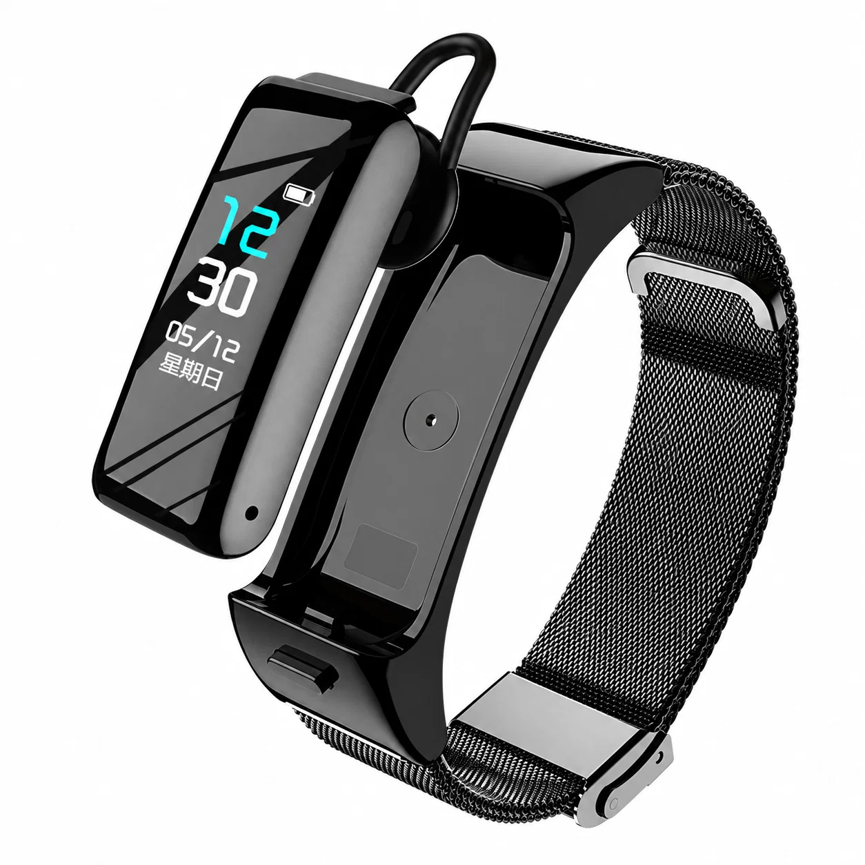 Black Smart Bracelet Bluetooth Headset