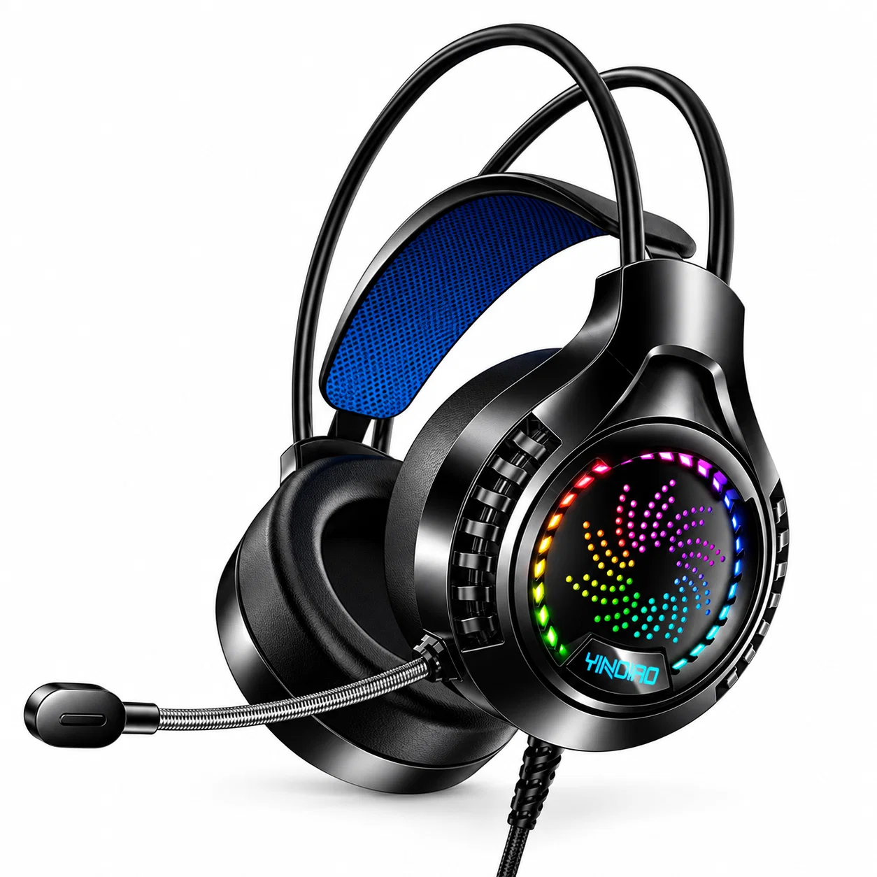 Yindiao Q7 USB Wired Gaming Headset - Black, RGB Version