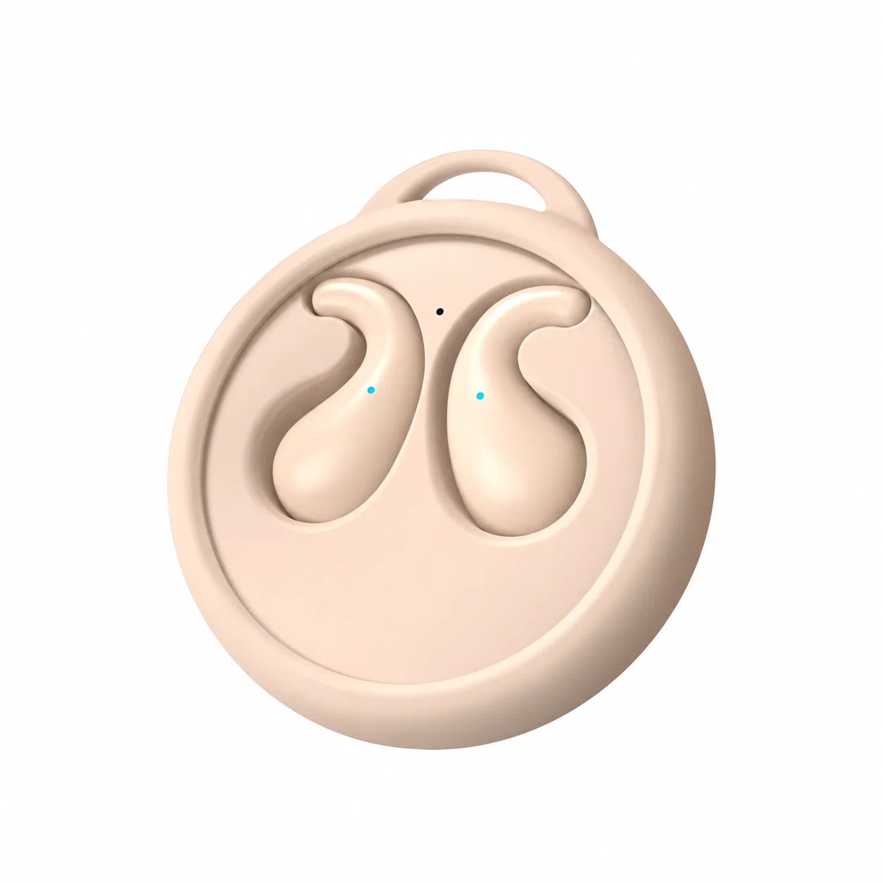 Beigefarbene Bluetooth-Ohrhörer