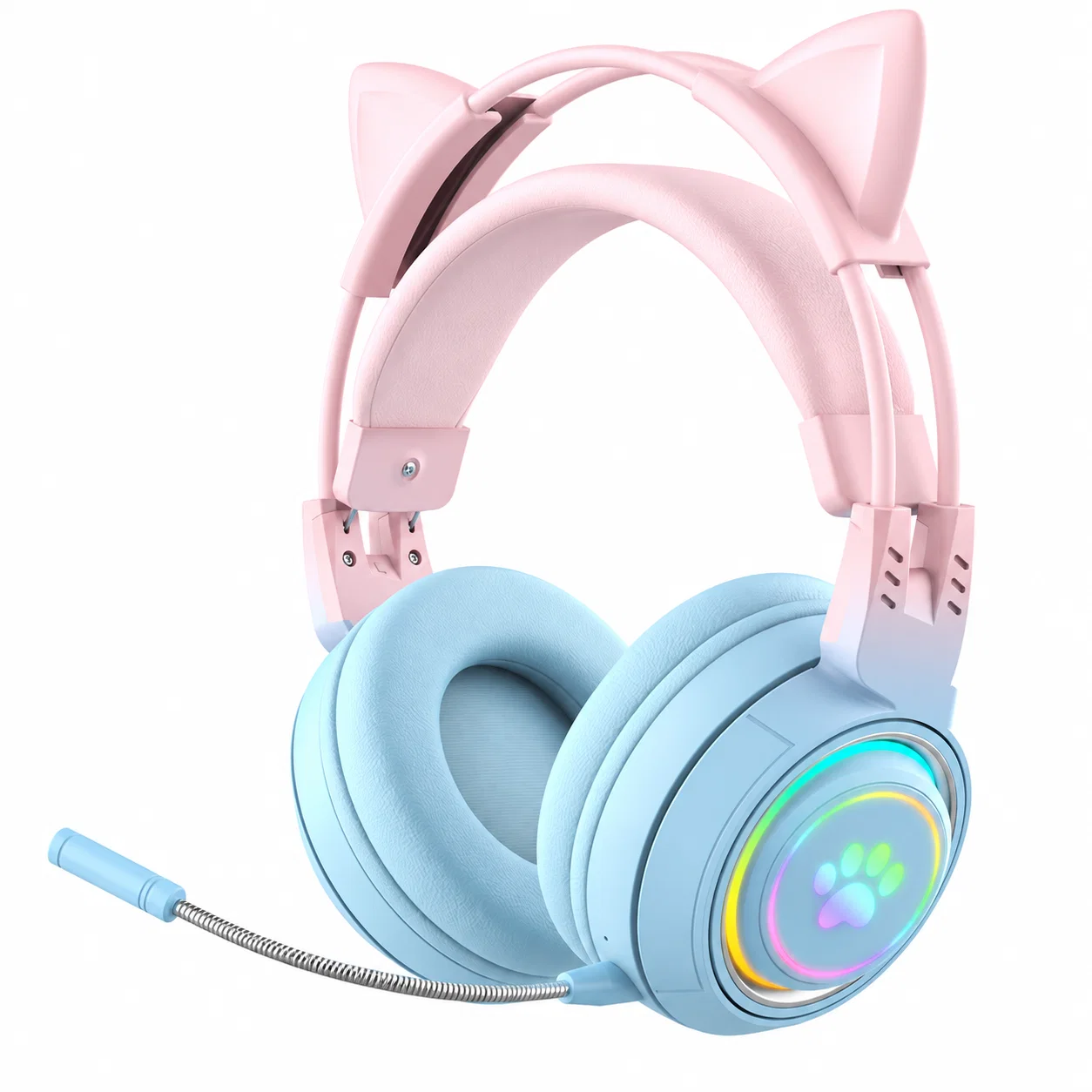 T25 Cat-Ear Wireless Headset - Pink and Blue Gradient