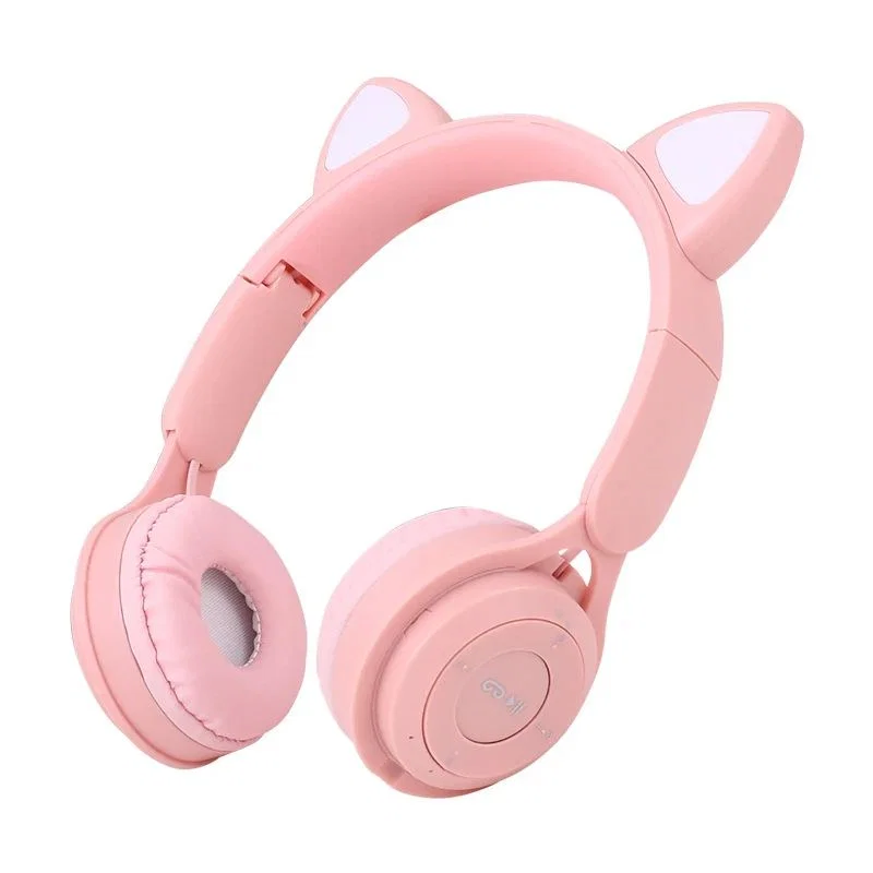 Pink Cat Ear Headphones with Round Inset Panel