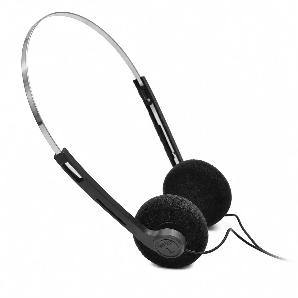 Lightweight Wired Headphones - Black and Silver, Bagged Version