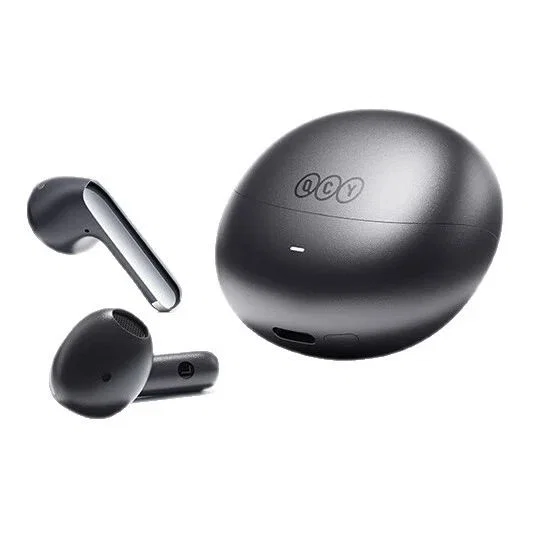 Schwarze True-Wireless-Ohrhörer, QCY-Etui