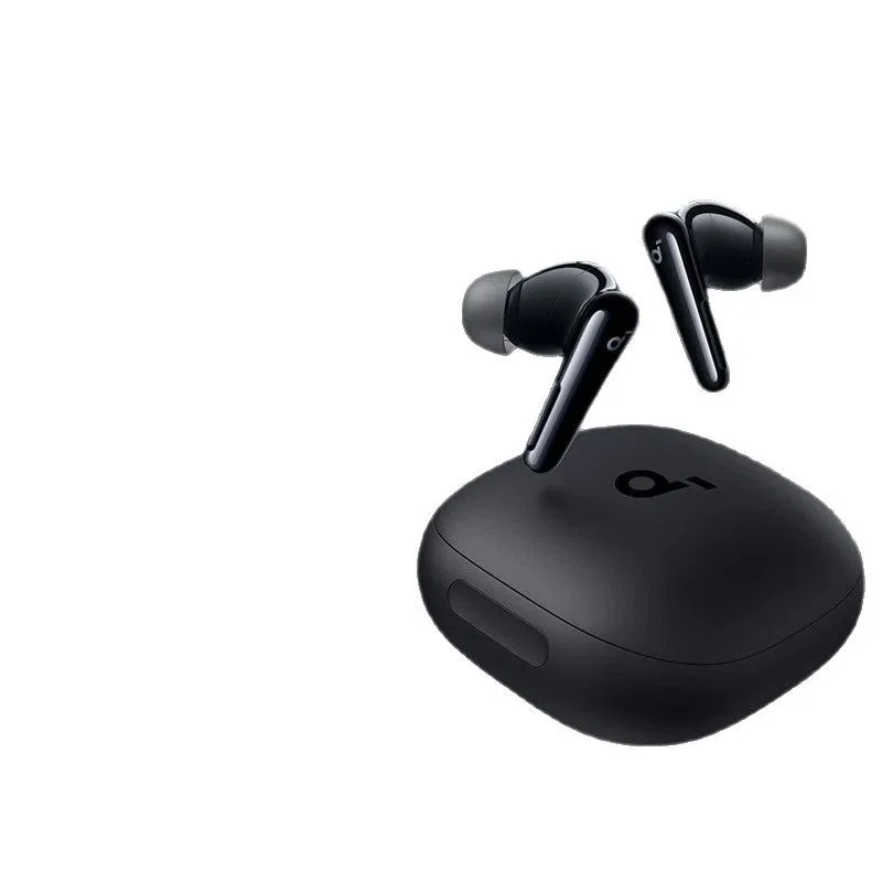 Schwarze True-Wireless-Ohrhörer, graue Spitzen