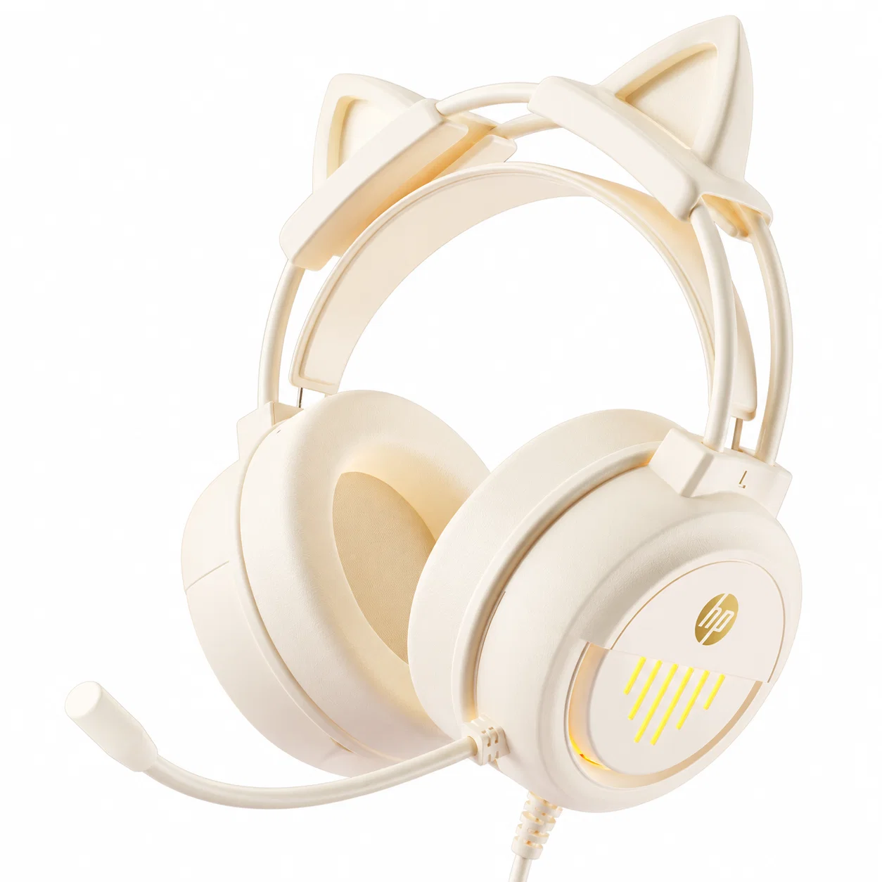 8015 Auriculares con cable de orejas de gato en crema
