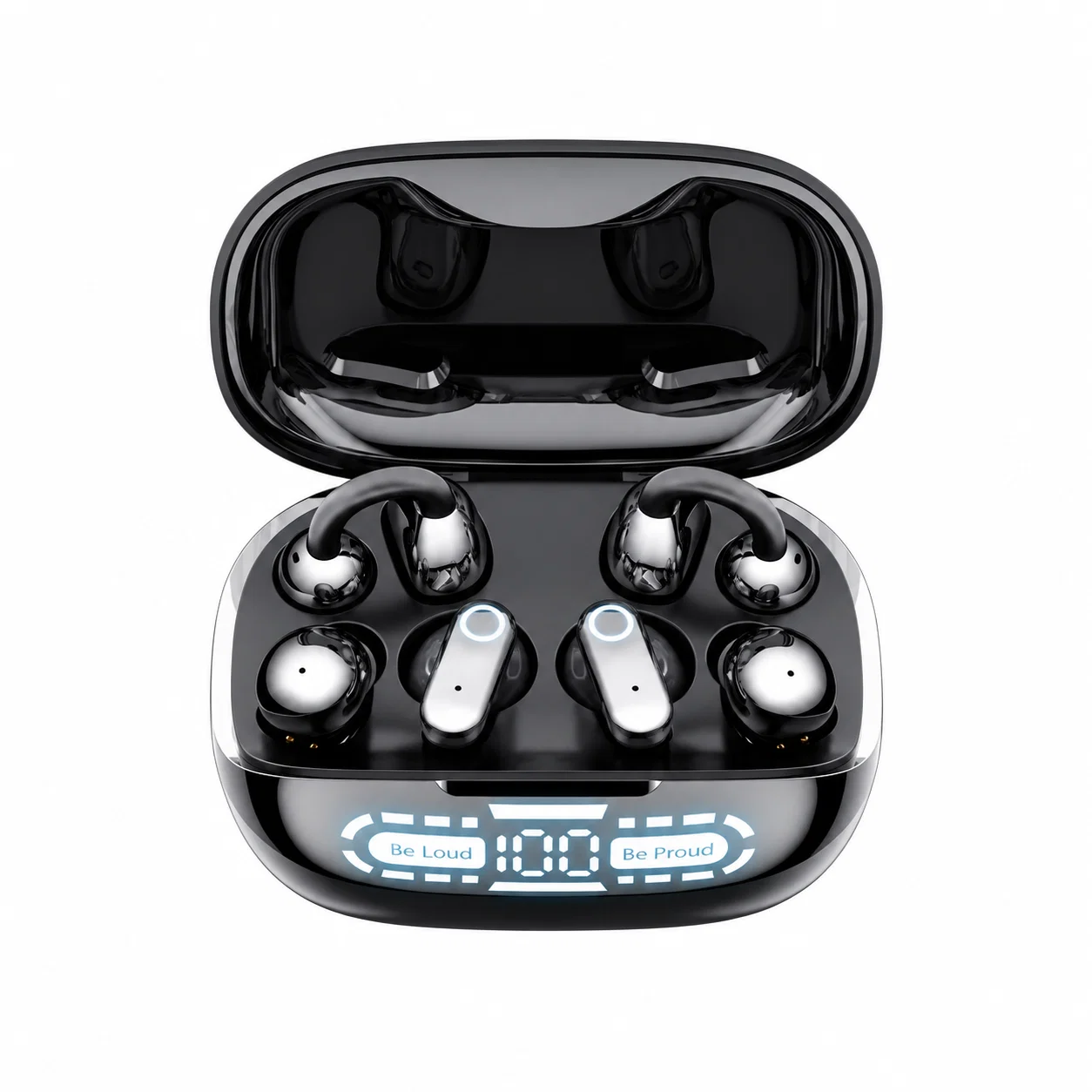 Three-Pair Earphone Set with Display Case - Black – Clip-On Earbuds