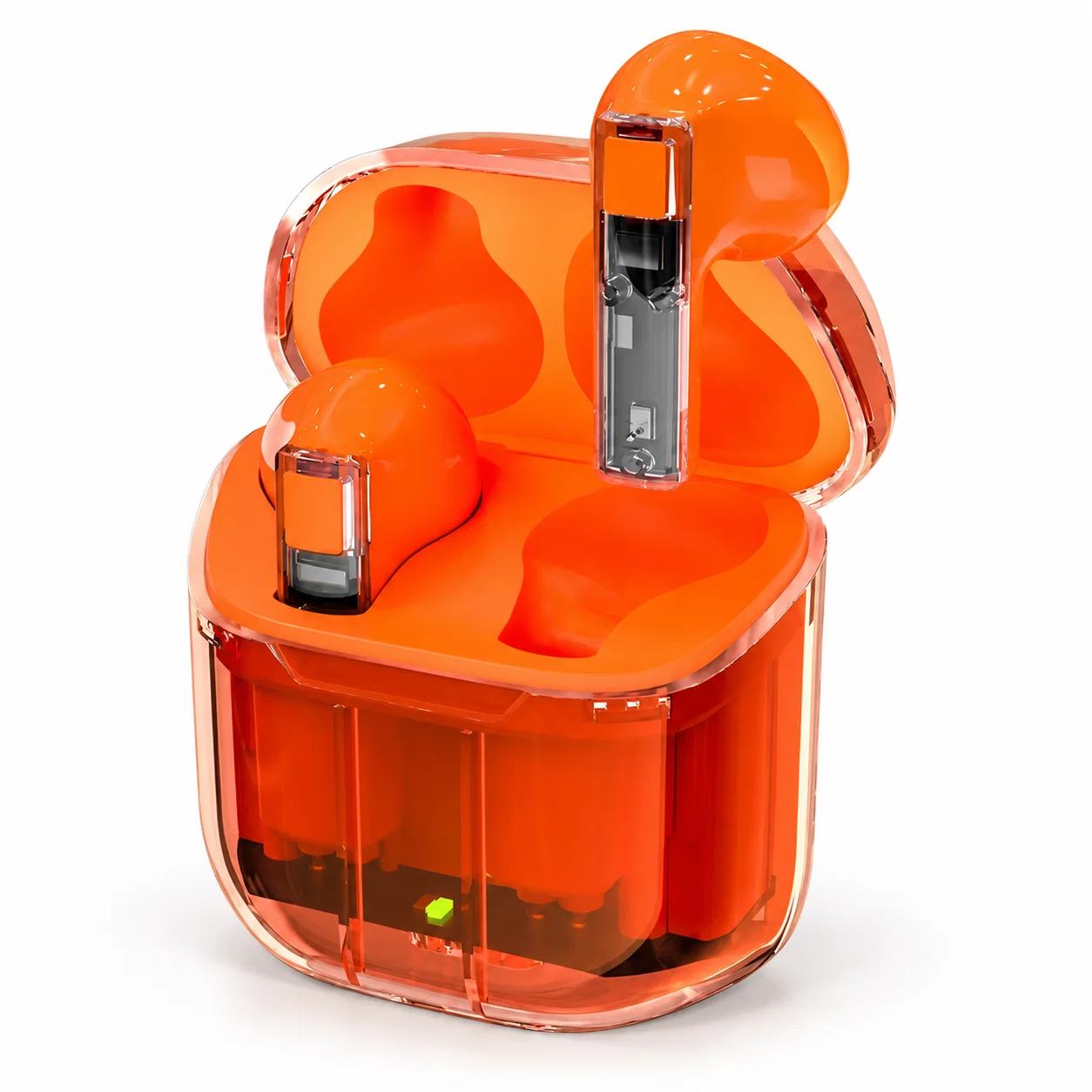 YX06 Wireless Earbuds with Transparent Case - Orange