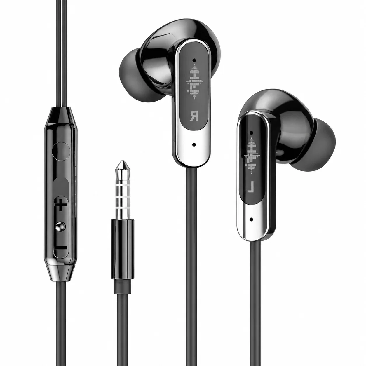 Black wired earbuds, i4-251216