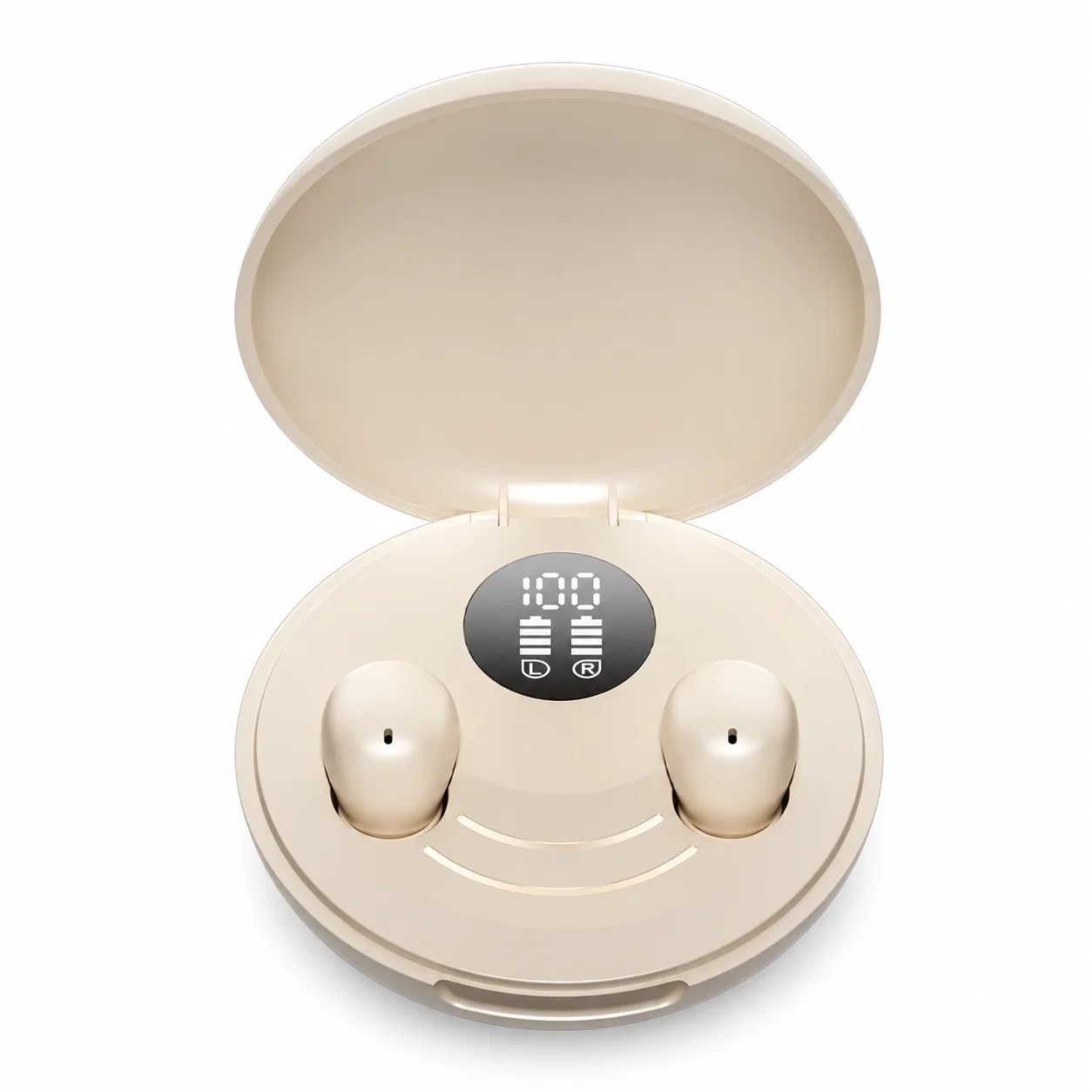 Y11 Mini Wireless Earbuds with Display Case - Beige