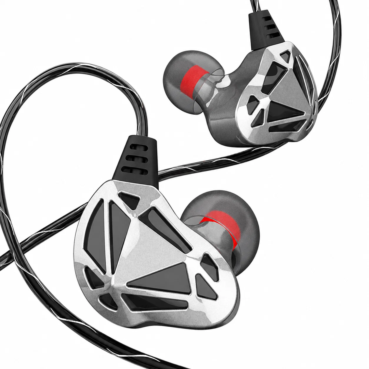 QKZ AK7 Wired Earphone Set - Gray And Black And Red