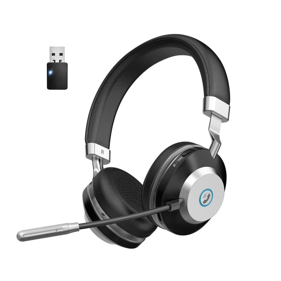 BT-882M Wireless Headset with USB Receiver - Black and Silver