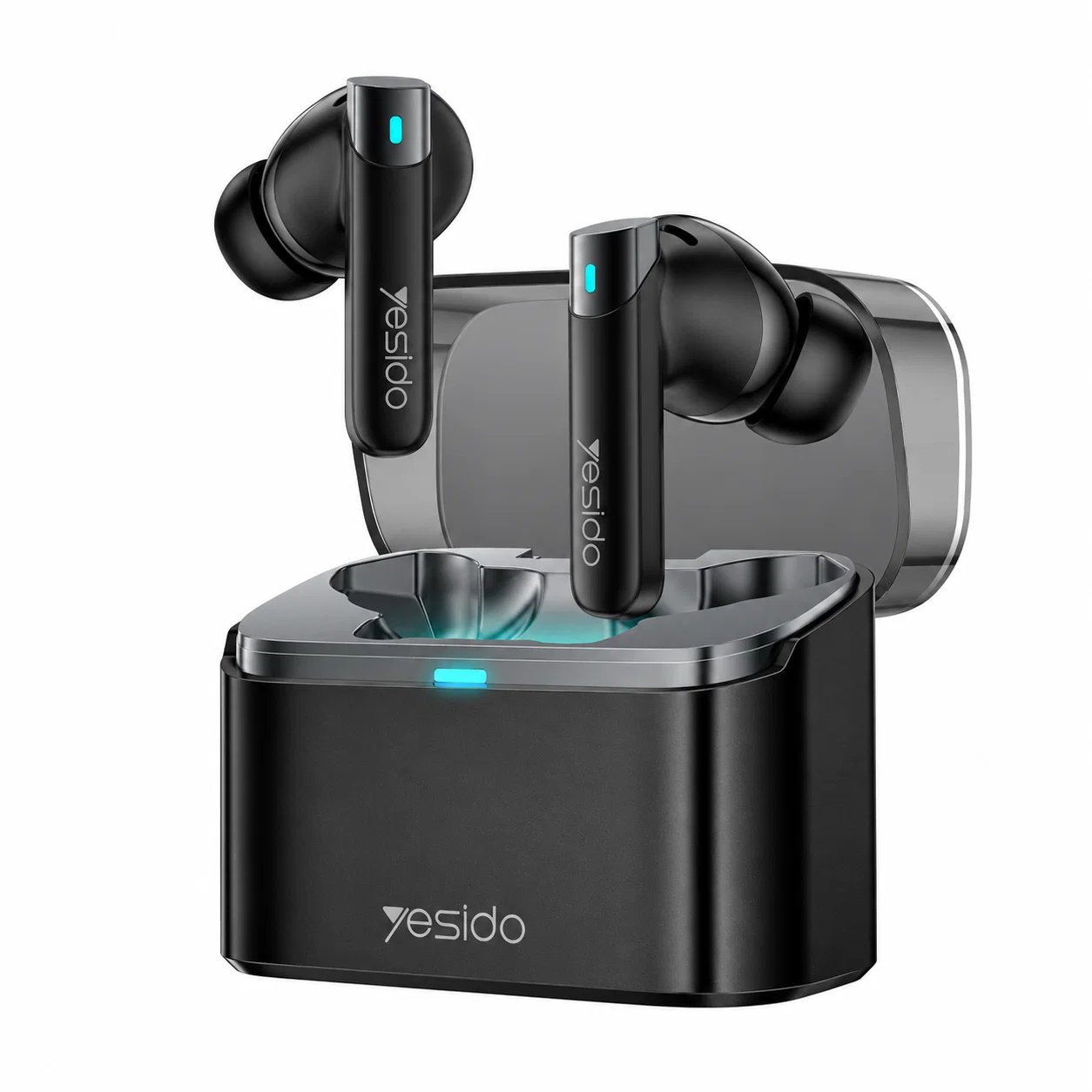 Schwarze True-Wireless-Ohrhörer, yesido-Etui