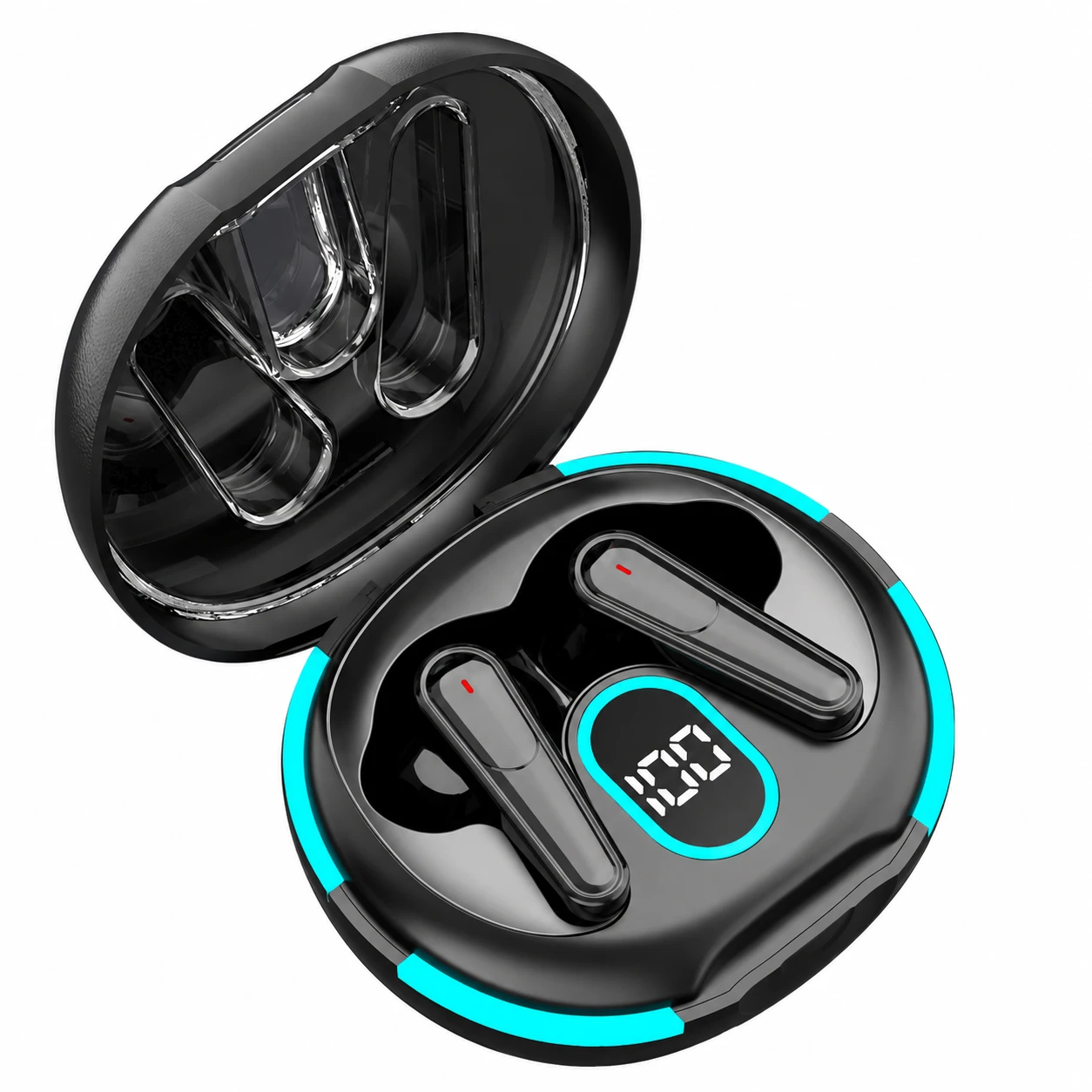 PLUS60 Mini Wireless Earbuds with Display Case - Black